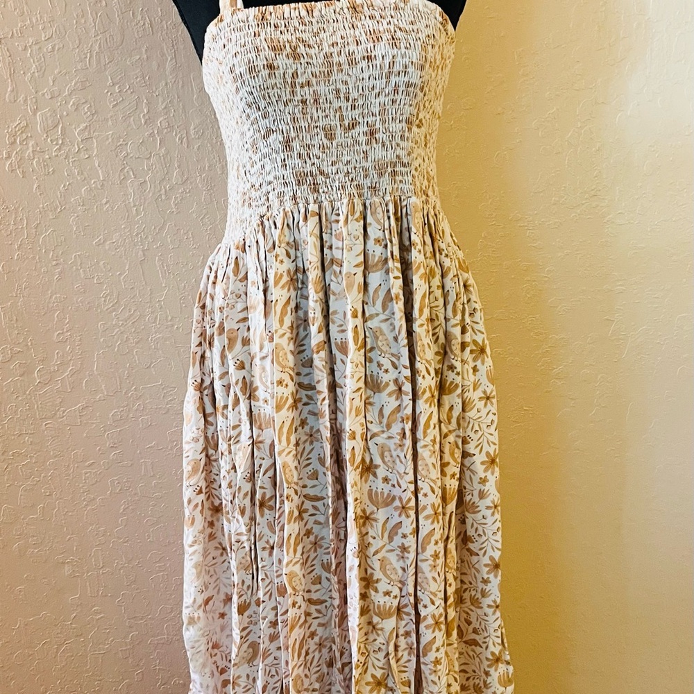 Rylee + Cru WOMEN'S GARDEN BIRDS IVY SMOCKED DRESS | IVORY